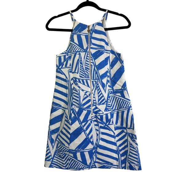 LILLY PULITZER Dress‎ 2 Annabelle Bay Blue Yacht Sea Racerback Seersucker NWT - Picture 3 of 15